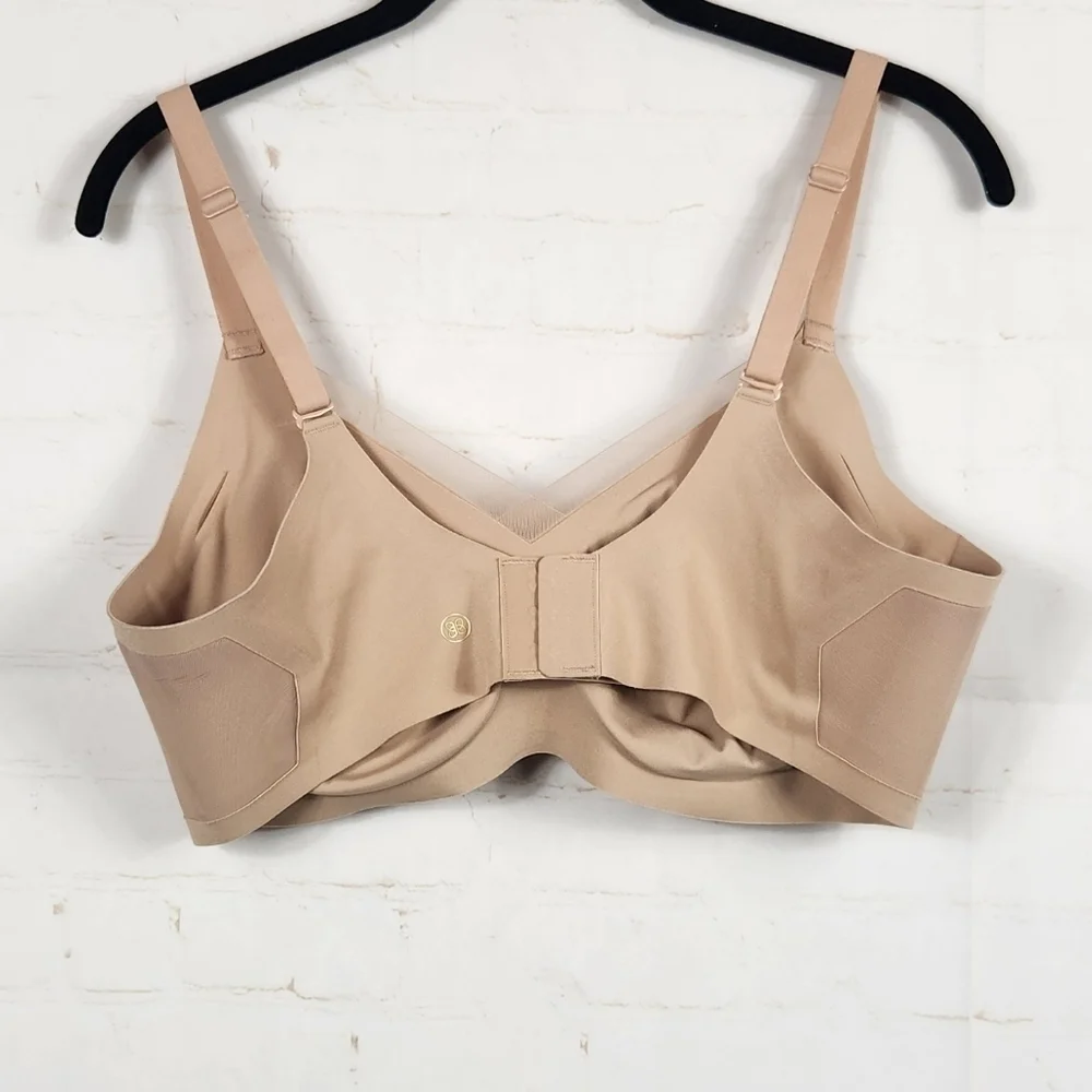 Honeylove CrossOver Comfort Bra Wireless Sculpting Support Shapewear Sand XL